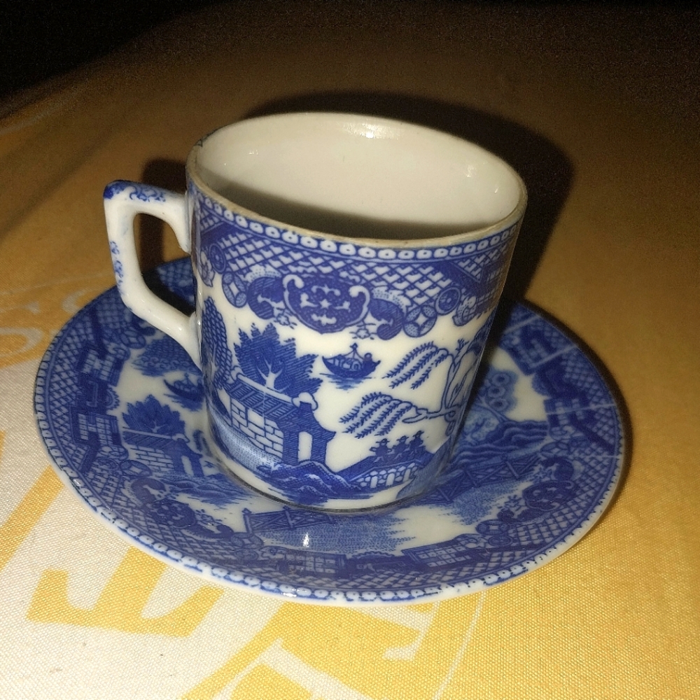Blue Willow Pattern Teacup and Saucer